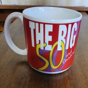 Large Red and White Mug - The Big 50 Design (114)
